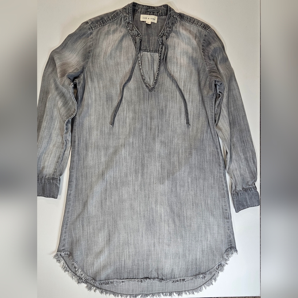 Cloth & Stone Anthropologie Shift Dress Womens XS Grey‎ Denim Made In The USA